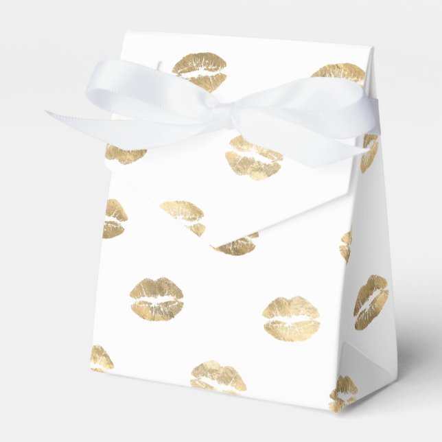 Faux Gold Foil Lipstick Favor Box (Front Side)