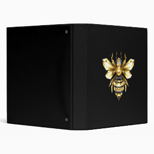 Faux Gold Foil Logo Bee Polygonal on Black 3 Ring Binder