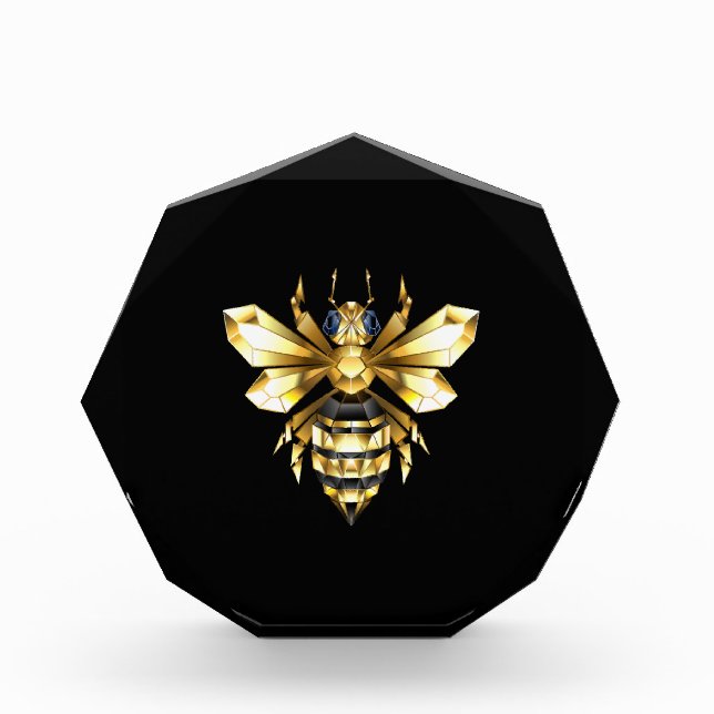 Faux Gold Foil Logo Bee Polygonal on Black Acrylic Award (Front)