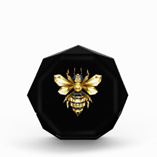 Faux Gold Foil Logo Bee Polygonal on Black Acrylic Award