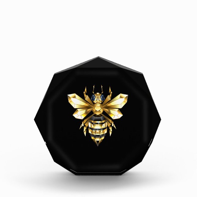 Faux Gold Foil Logo Bee Polygonal on Black Acrylic Award (Front)