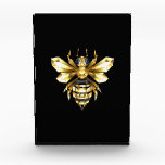 Faux Gold Foil Logo Bee Polygonal on Black Acrylic Award<br><div class="desc">Gold,  jewelry,  polygonal bee with golden sparkling wings on black background. Polygonal style animal.Golden bee.</div>
