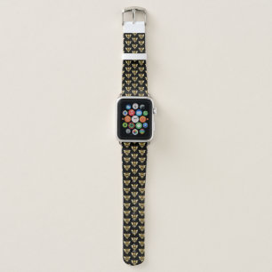 Faux Gold Foil Logo Bee Polygonal on Black Apple Watch Band