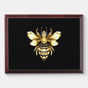 Faux Gold Foil Logo Bee Polygonal on Black Award Plaque