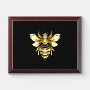 Faux Gold Foil Logo Bee Polygonal on Black Award Plaque