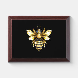 Faux Gold Foil Logo Bee Polygonal on Black Award Plaque
