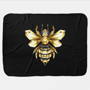 Faux Gold Foil Logo Bee Polygonal on Black Baby Blanket