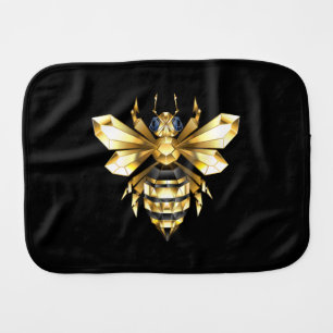 Faux Gold Foil Logo Bee Polygonal on Black Baby Burp Cloth