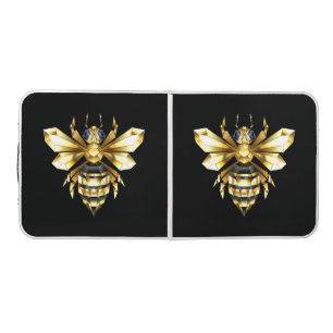 Faux Gold Foil Logo Bee Polygonal on Black Beer Pong Table