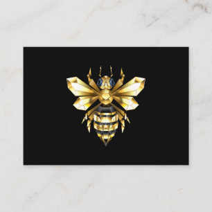 Faux Gold Foil Logo Bee Polygonal on Black Business Card