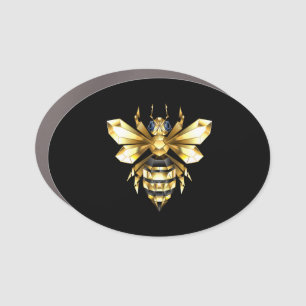Faux Gold Foil Logo Bee Polygonal on Black Car Magnet