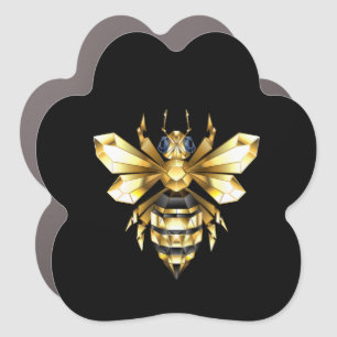 Faux Gold Foil Logo Bee Polygonal on Black Car Magnet
