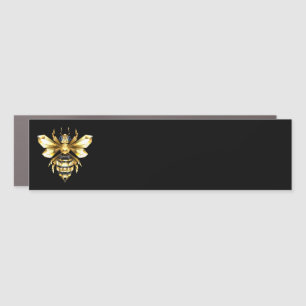 Faux Gold Foil Logo Bee Polygonal on Black Car Magnet