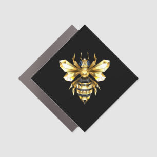 Faux Gold Foil Logo Bee Polygonal on Black Car Magnet