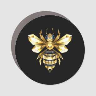 Faux Gold Foil Logo Bee Polygonal on Black Car Magnet