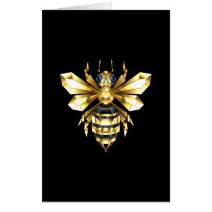 Faux Gold Foil Logo Bee Polygonal on Black Card