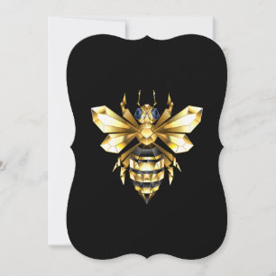 Faux Gold Foil Logo Bee Polygonal on Black Card