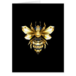 Faux Gold Foil Logo Bee Polygonal on Black Card