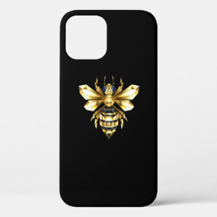 Faux Gold Foil Logo Bee Polygonal on Black iPhone 12 Case