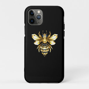 Faux Gold Foil Logo Bee Polygonal on Black iPhone 11 Pro Case