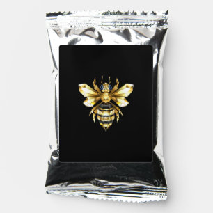 Faux Gold Foil Logo Bee Polygonal on Black Coffee Drink Mix