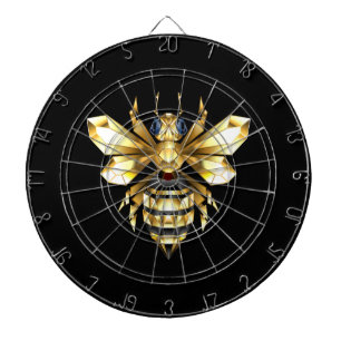 Faux Gold Foil Logo Bee Polygonal on Black Dart Board