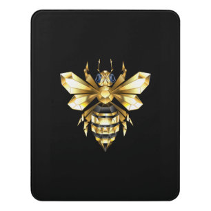 Faux Gold Foil Logo Bee Polygonal on Black Door Sign