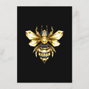 Faux Gold Foil Logo Bee Polygonal on Black Enclosure Card