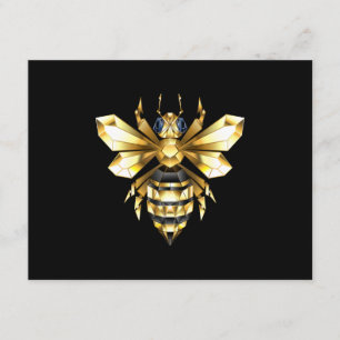 Faux Gold Foil Logo Bee Polygonal on Black Enclosure Card