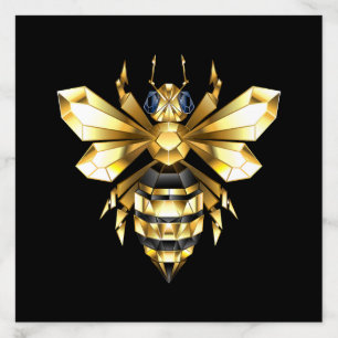 Faux Gold Foil Logo Bee Polygonal on Black Envelope Liner