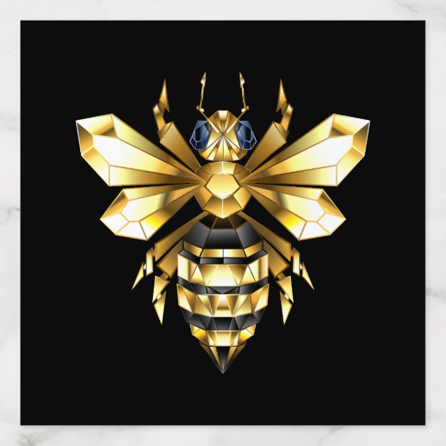 Faux Gold Foil Logo Bee Polygonal on Black Envelope Liner (Design)