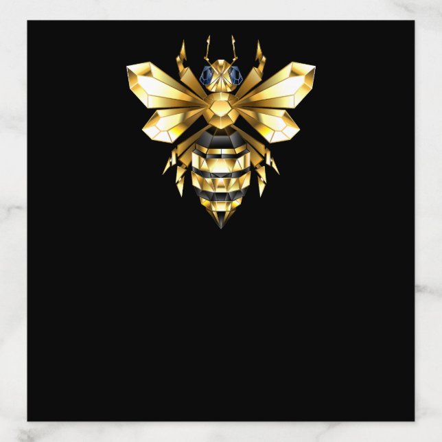 Faux Gold Foil Logo Bee Polygonal on Black Envelope Liner (Design)