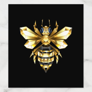 Faux Gold Foil Logo Bee Polygonal on Black Envelope Liner