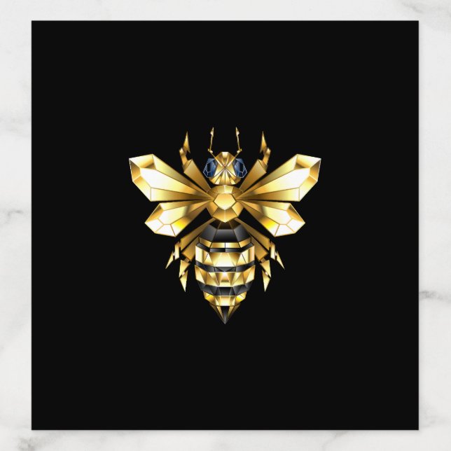 Faux Gold Foil Logo Bee Polygonal on Black Envelope Liner (Design)