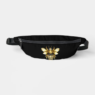 Faux Gold Foil Logo Bee Polygonal on Black Fanny Pack