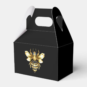 Faux Gold Foil Logo Bee Polygonal on Black Favor Boxes