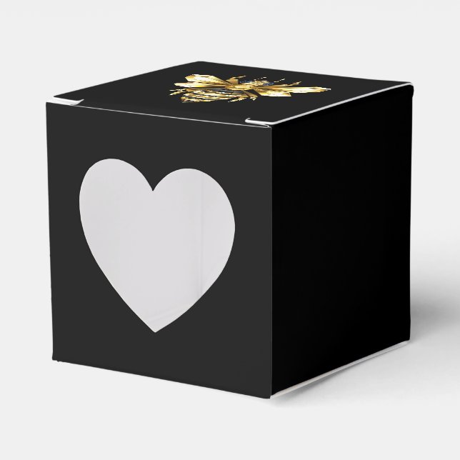 Faux Gold Foil Logo Bee Polygonal on Black Favor Boxes (Front Side)