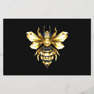 Faux Gold Foil Logo Bee Polygonal on Black Flyer