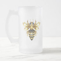 Faux Gold Foil Logo Bee Polygonal on Black