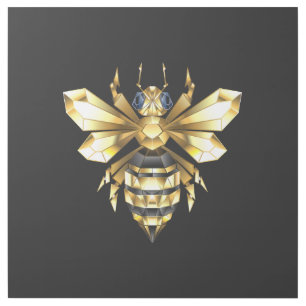 Faux Gold Foil Logo Bee Polygonal on Black Gallery Wrap