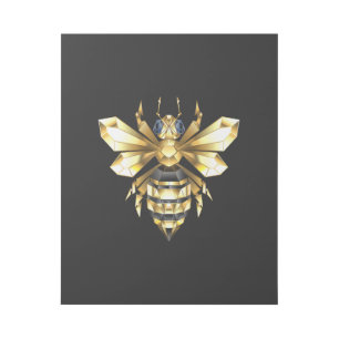Faux Gold Foil Logo Bee Polygonal on Black Gallery Wrap