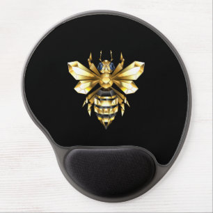 Faux Gold Foil Logo Bee Polygonal on Black Gel Mouse Pad