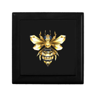 Faux Gold Foil Logo Bee Polygonal on Black Gift Box