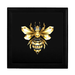 Faux Gold Foil Logo Bee Polygonal on Black Gift Box