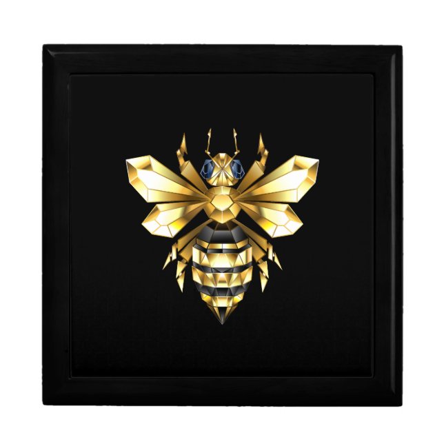 Faux Gold Foil Logo Bee Polygonal on Black Gift Box (Front)