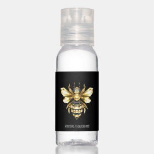 Faux Gold Foil Logo Bee Polygonal on Black Hand Sanitizer