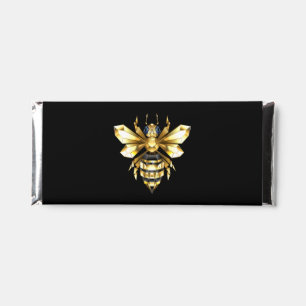 Faux Gold Foil Logo Bee Polygonal on Black Hershey Bar Favors