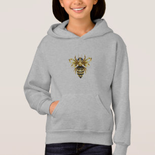 Faux Gold Foil Logo Bee Polygonal on Black Hoodie