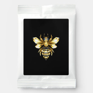 Faux Gold Foil Logo Bee Polygonal on Black Hot Chocolate Drink Mix