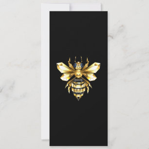 Faux Gold Foil Logo Bee Polygonal on Black Invitation